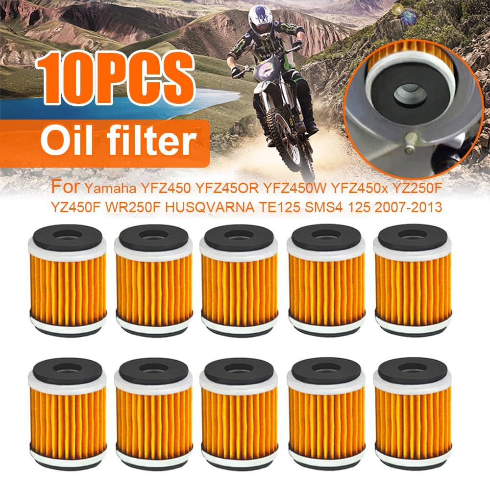 Adatto per Yamaha YFZ450 YFZ450R YFZ450W YFZ450X YZ250F YZ450F WR250F Husq&varna TE125 125 2007-2013 Filtro olio per moto moto Filtro olio(10pcs)