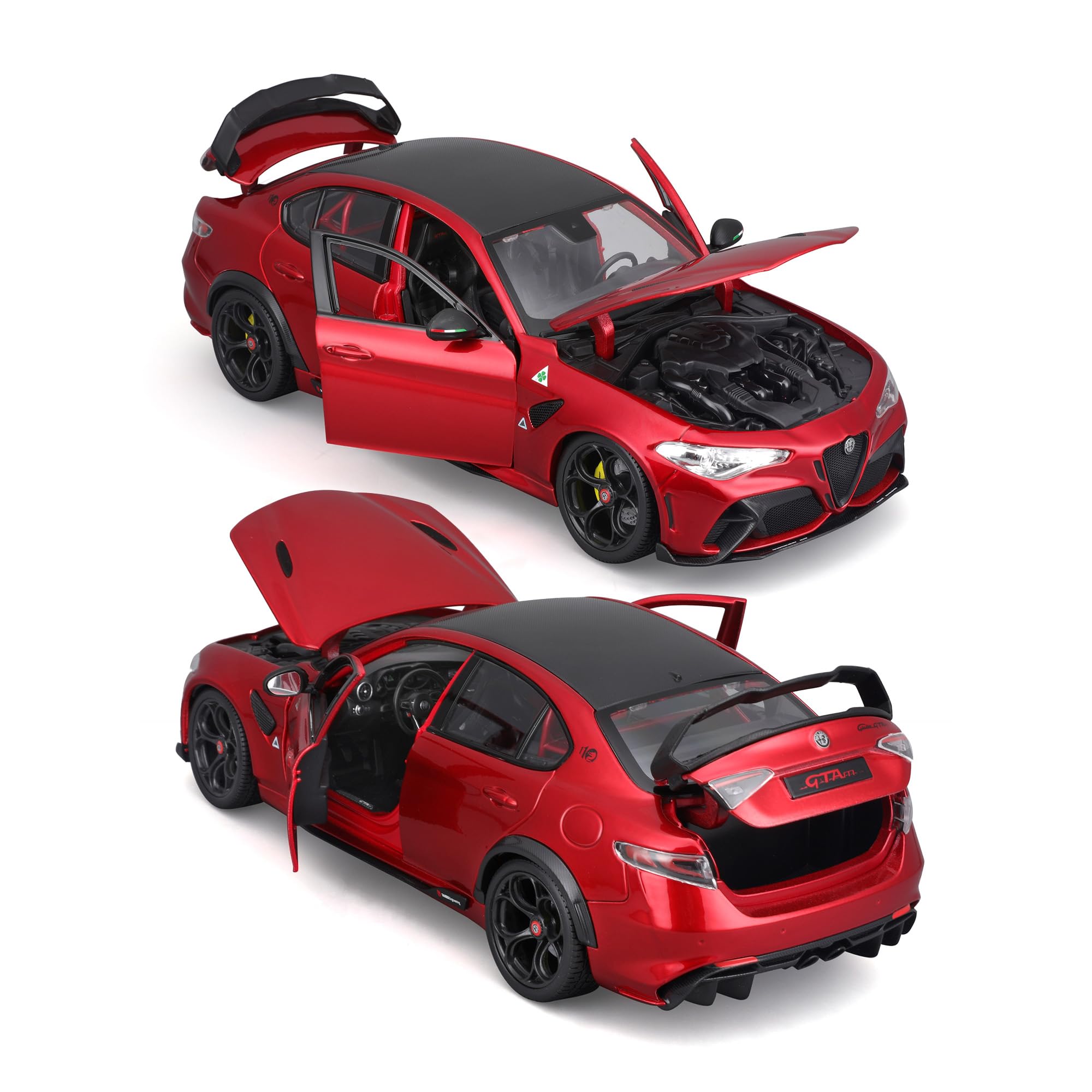 Bburago - Alfa Romeo Giulia GTA 2020 Maßstab 1:18, Diecast-Auto, Detailgetreu mit 4 Türen zum Öffnen, Farbe Rot, Alfa Romeo-Lizenz, Alter 3+
