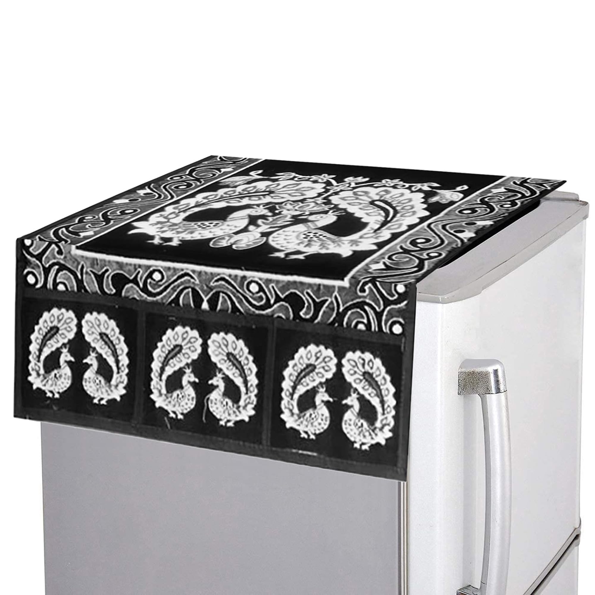 Colorful Fridge Cover - Cotton Rangoli Design -13 Colorful Fridge Cover - Cotton Rangoli Design -13