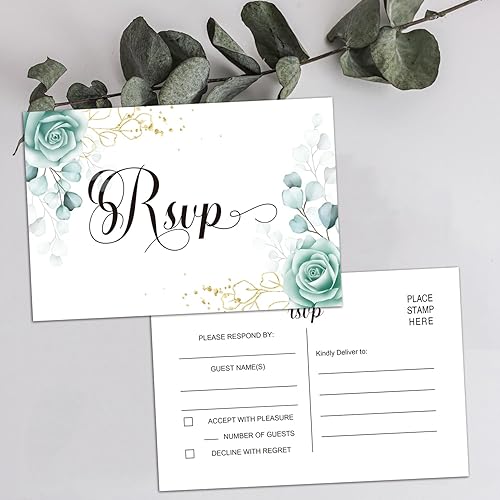 Miniatura 5 de 50 tarjetas florales de RSVP para bodas, postal de respuesta, tarjeta de respuesta para cumpleaños, despedidas de soltera y baby shower,