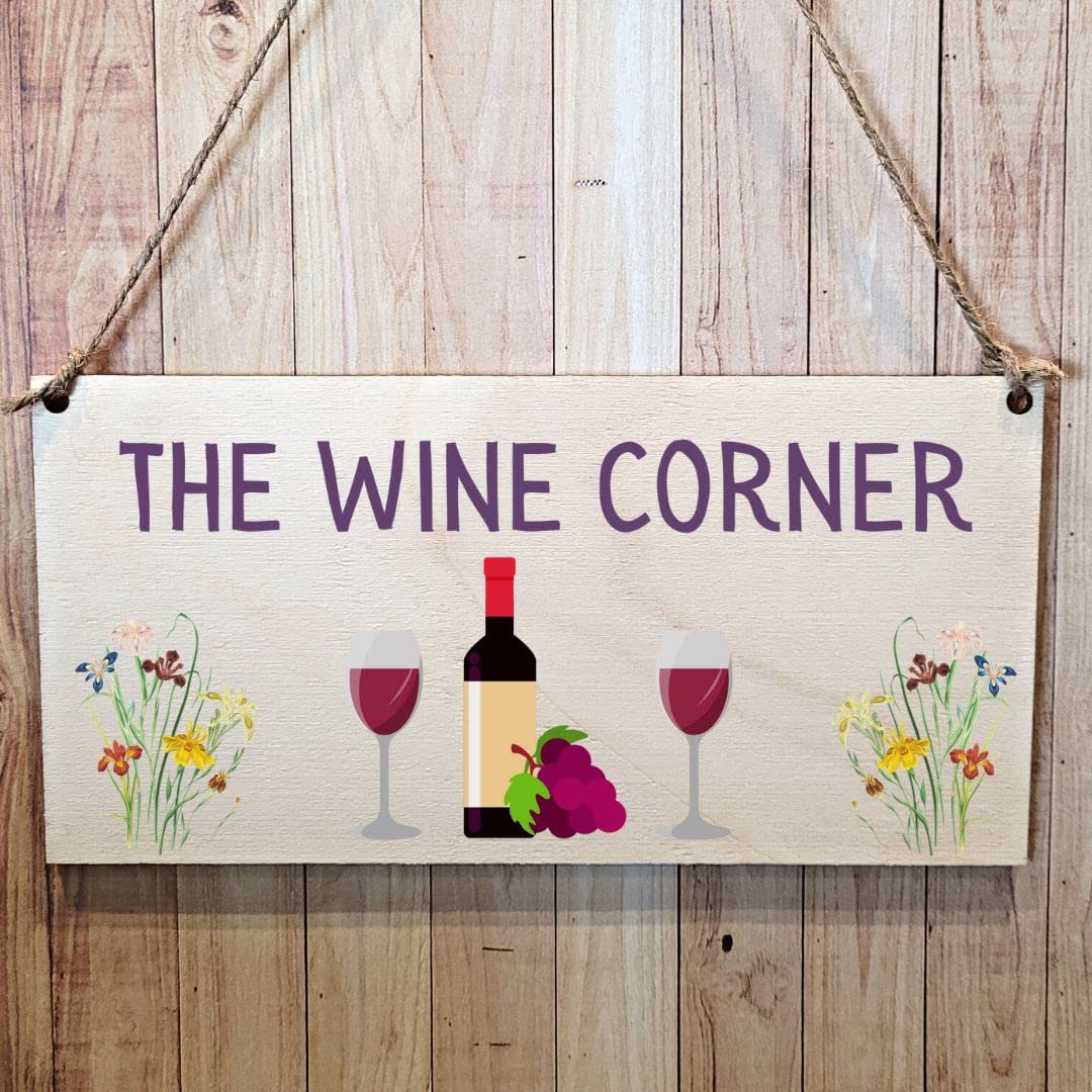 Second Ave Gift Company Purple Second Ave Funny The Wine Corner Wooden Hanging Gift Friendship Rectangle Home Shed Sign Plaque