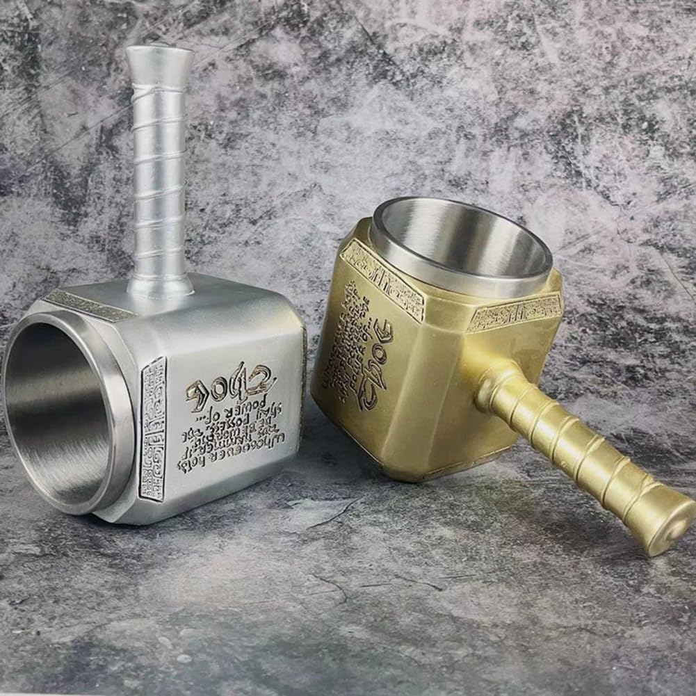 Model z gry, 15,2 uncji stali nierdzewnej z korkociągiem – prezent inspirowany mitologią nordycką i D&, metalowy(Metallic)