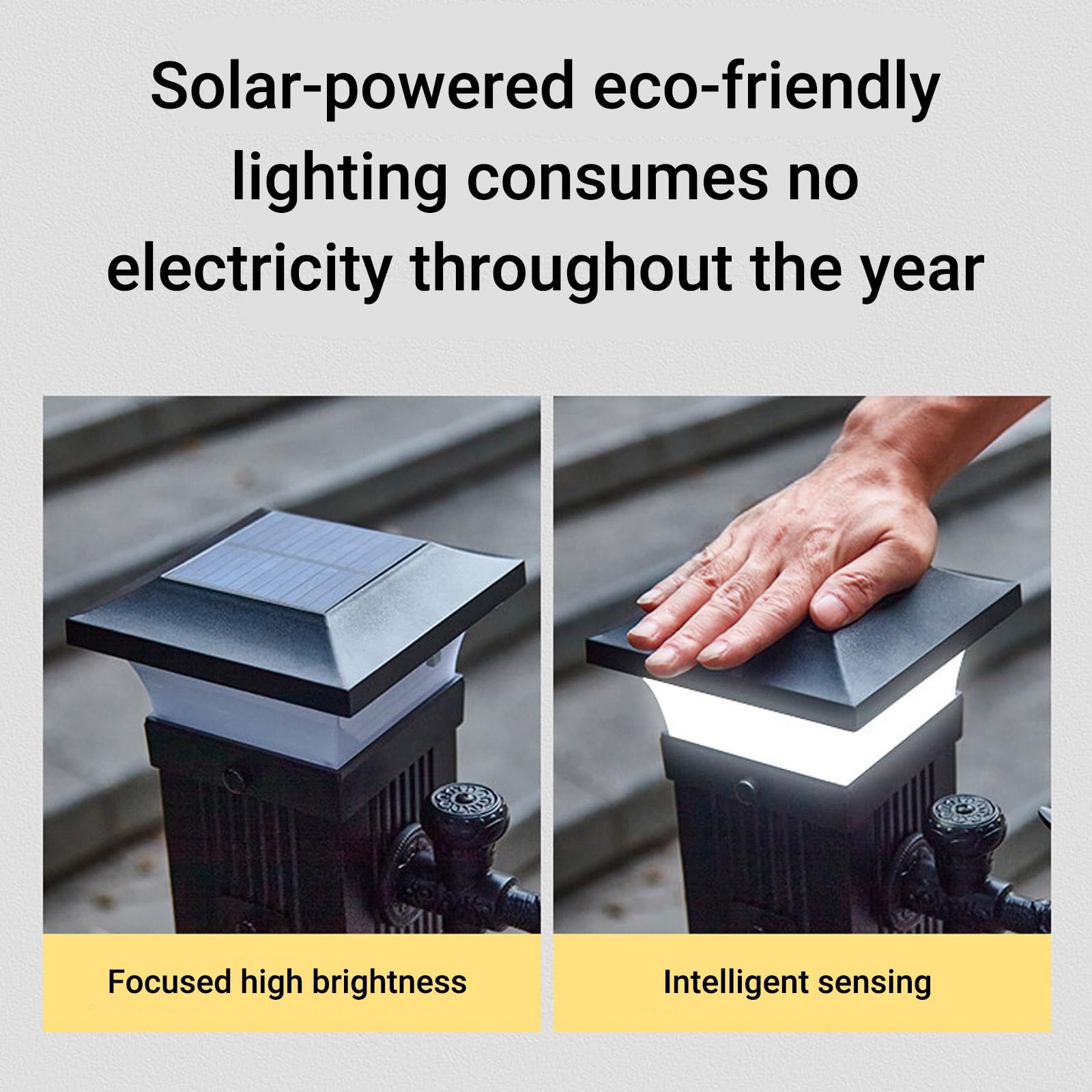 Zasilany energią słoneczną słup wody ogrodowej z oświetleniem LED, odporny na mróz hydrant zewnętrzny z miedzianym kranem i pistoletem natryskowym, kran ogrodowy ze stopu aluminium 23,8/41 cala (typ B