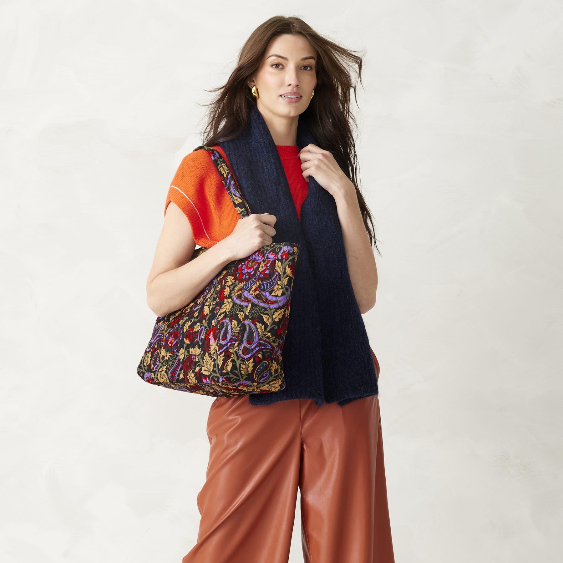 Vera Bradley Hochwertige Hathaway-Tragetasche aus Baumwolle