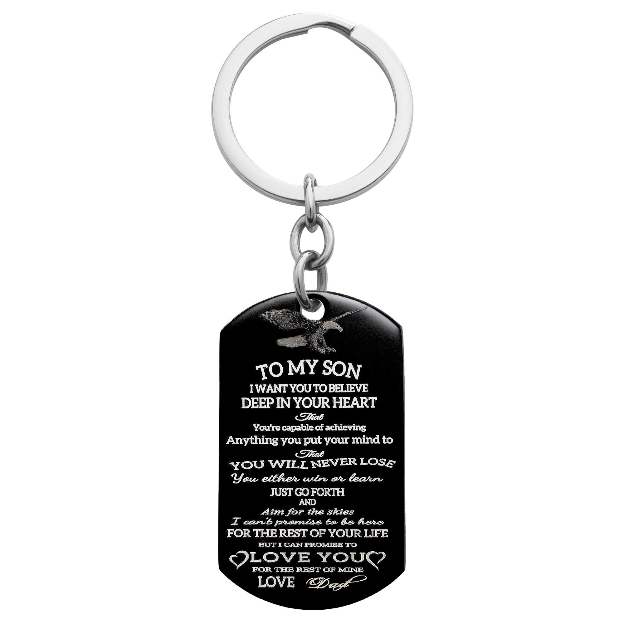 to My Son I Want You to Believe Love Dad Personalized Text Dog Tag Key Chain