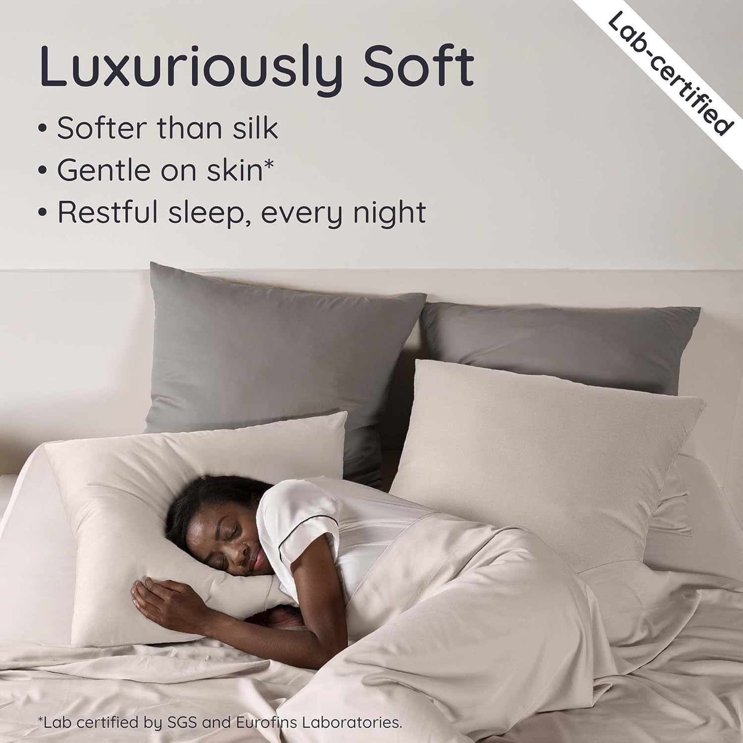 Bambaw 100% Viscose Derived from Bamboo Sheets King Size Set – 4pcs Luxury Bed Sheet Set, Best Cooling Sheets for Hot Sleepers, Soft & Breathable, Fits Up to 16'' Deep Pocket (Sand) - Image 4