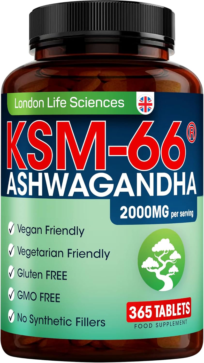 KSM-66 Ashwagandha 2000mg Organic and with Shilajit Root Extract Vegan Higher Bioavailability, Non-GMO