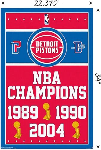 Miniatura 3 de Trends International NBA Detroit Pistons-Champions - Póster de pared, 22.375 x 34 pulgadas, paquete de póster y montaje