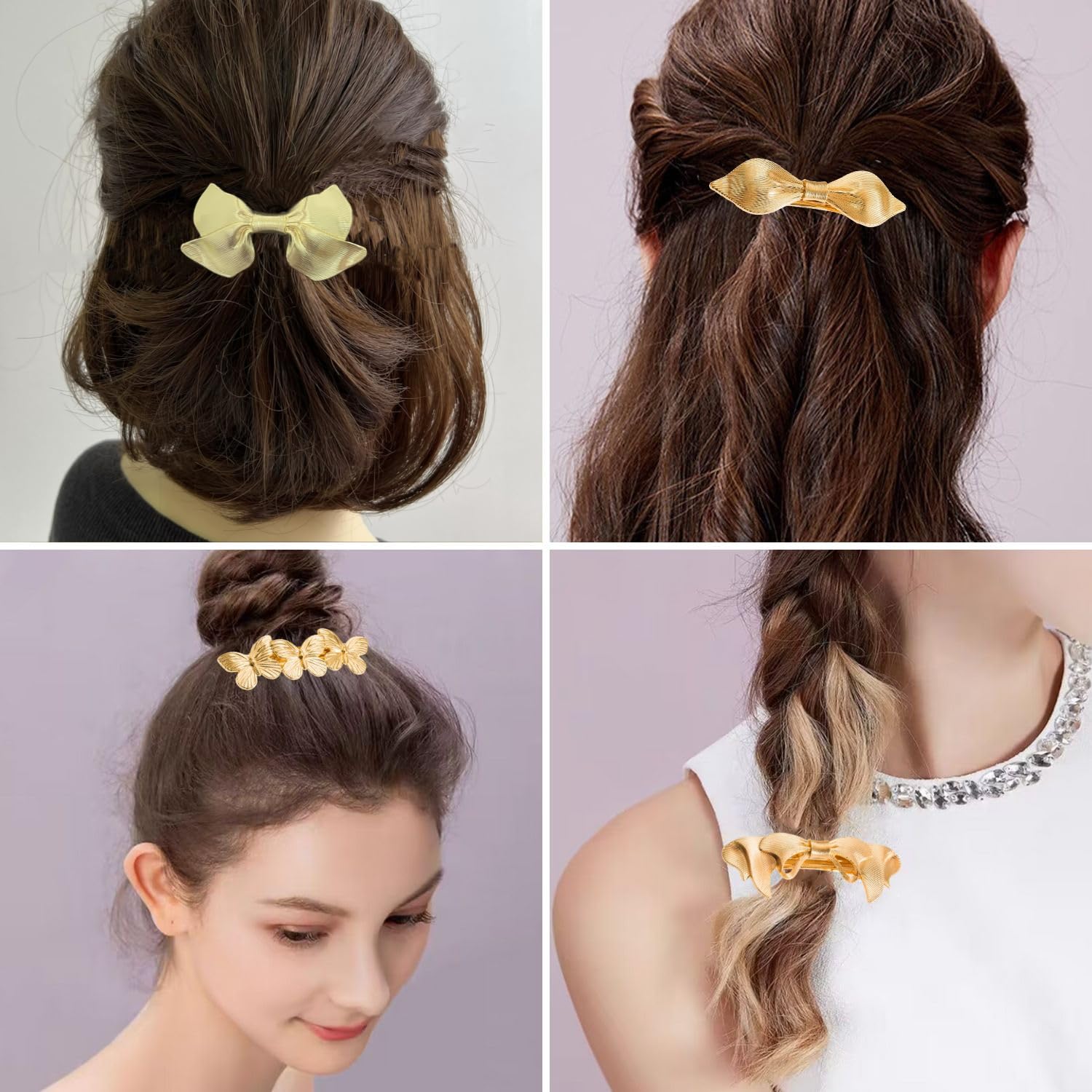 Bronze Metal Handmade Gold Toned Bow Hair Tie - Women Accessories Amazon.com : Bracelet Hair Ties for Women,Goold Ponytail  main image 4