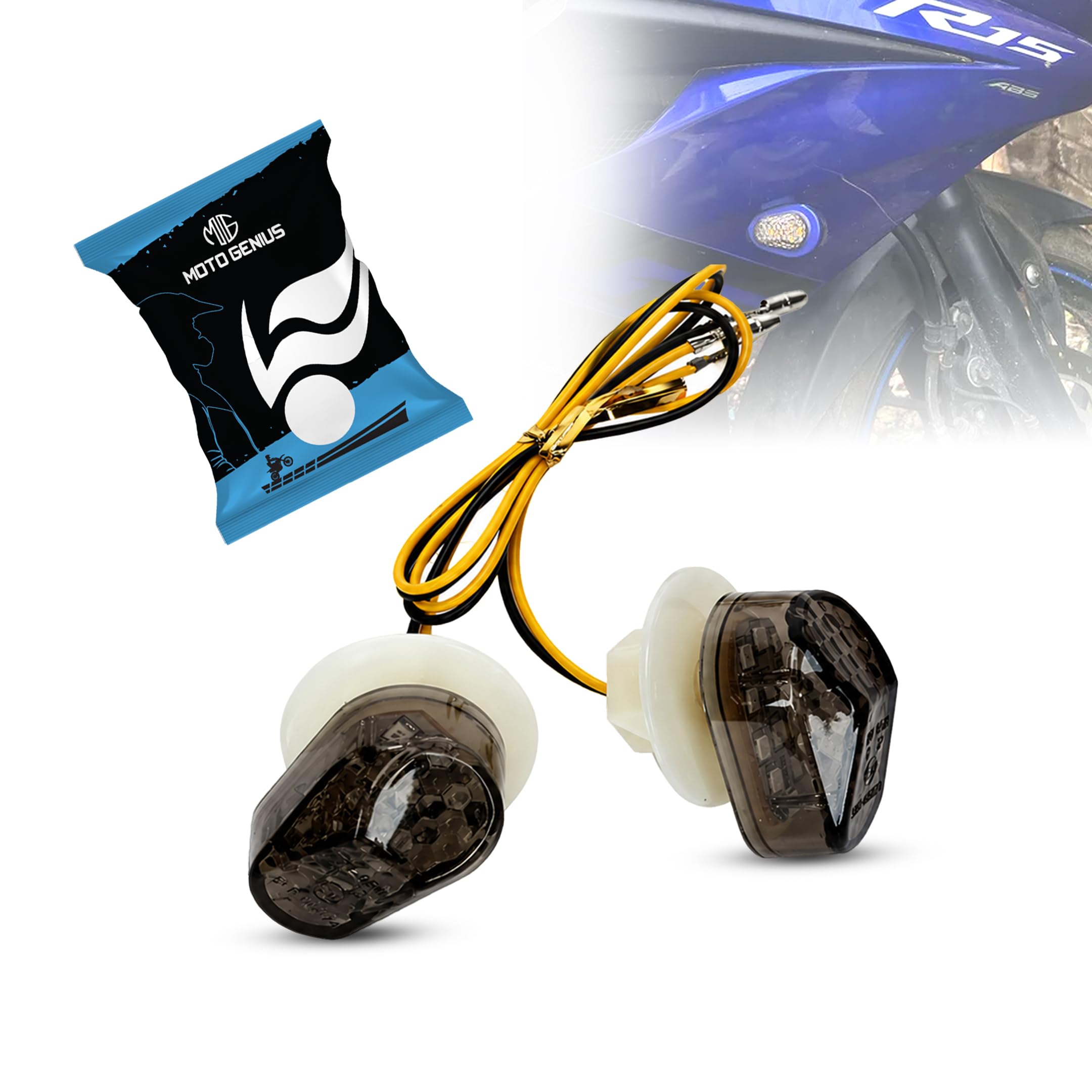 Front Honeycomb Flush Mount LED Turn Signal Indicators for Motorcycle (Pack of 2) – Fit for Yamaha R15 V2/V3/V4, R1, R6, Honda CBR, Kawasaki Ninja, Suzuki GSX-R, Amber Light, Waterproof-image-42