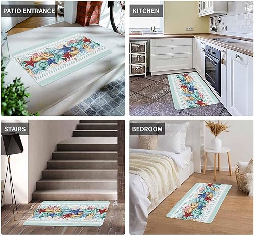 Vista 279 de Tapete de Feliz Navidad, tapete antideslizante para puerta delantera, baño, cocina, dormitorio, patio, entrada, 16 x 24 pulgadas, rojo, negro y verde