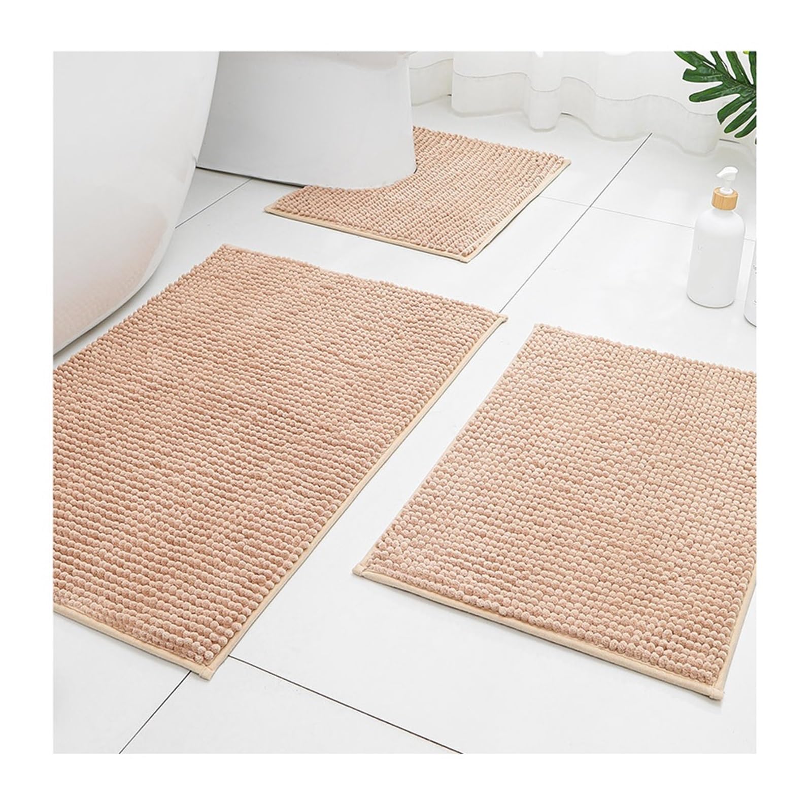 Juego De Alfombras Baño Chenilla Terciopelo 3 Piezas | Alfombrilla de baño impermeable, antideslizante, ultrasuave, lavable a máquina y en seco