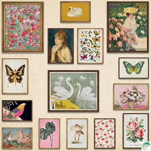 LANCHI95 15 Pcs Maximalist Gallery Wall, Colorful Eclectic Decor, Colorful