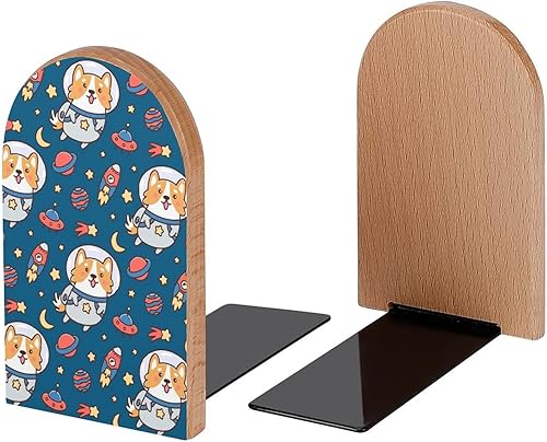 Miniatura 10 de Sujetalibros decorativos de madera para estantes, habitación de los niños, oficina en casa, tapones de libros para revistas, libros, DVD, 1 par2