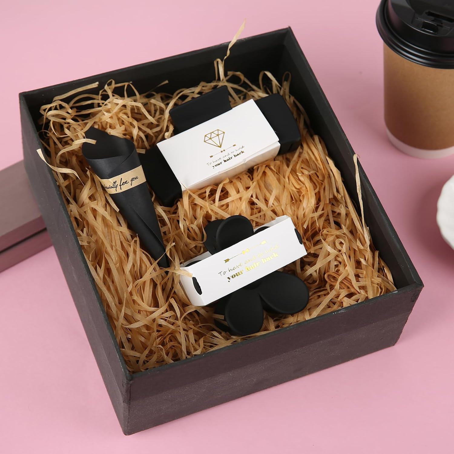 16pcs Bridesmaid Proposal Gifts 4.1inch square Matte Bachelorette Claw Clips Sunglasses set of 12 Girls Trendy Cute Hair Clips for Wedding Party Favors(16pcs Black) - Image 4