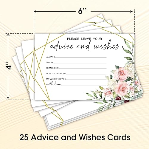 Miniatura 2 de WwongxianB Juego de 25 tarjetas de consejos y deseos modernos con diseño floral de rosas, libro de invitados de palabras de sabiduría para recién