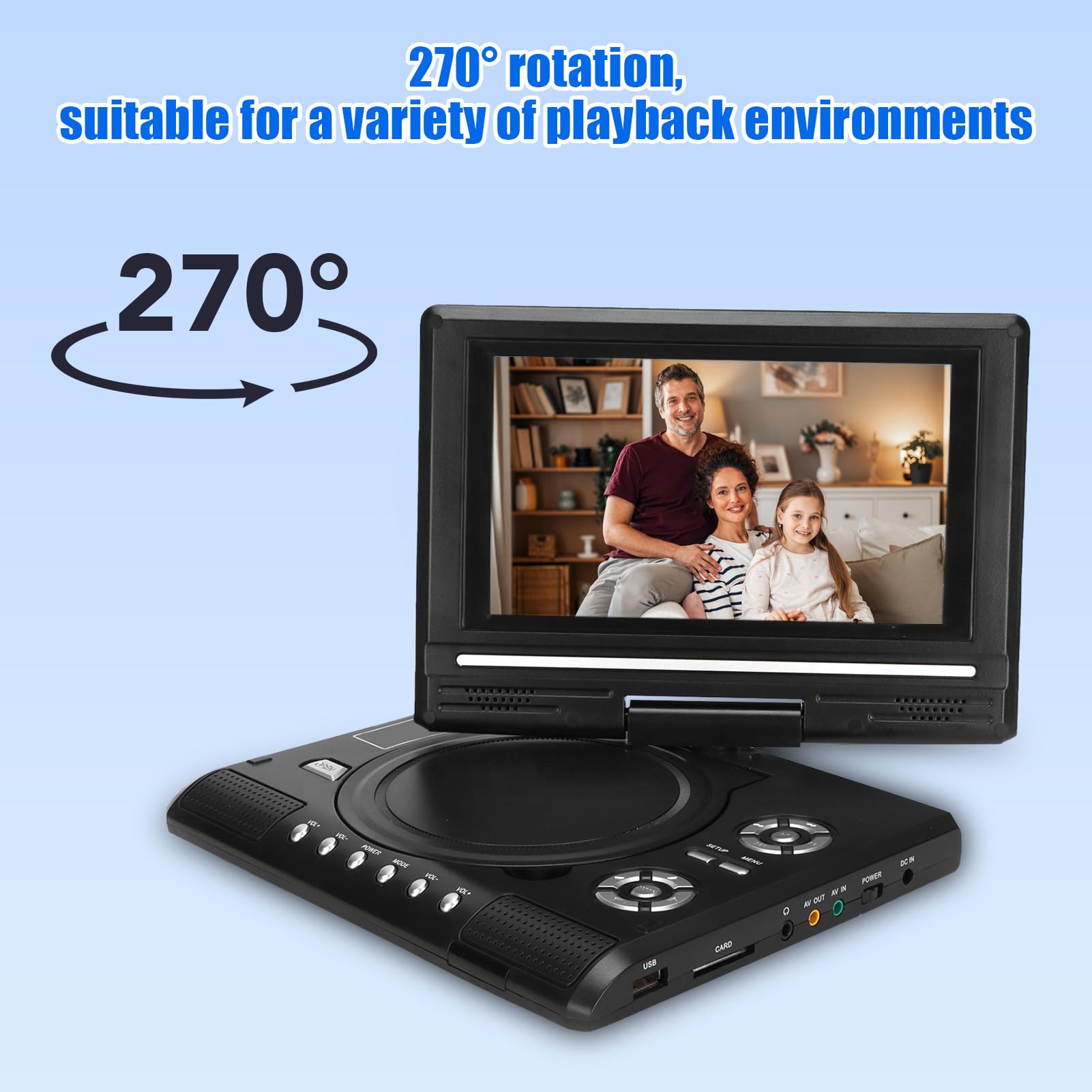 Tragbarer 8,5-Zoll-DVD-Player mit 6,8-Zoll-Schwenkbildschirm, 5-Stunden-, Auto-DVD-Player, Unterstützung für CD/DVD/SD-Karte/USB, Regionen Frei, Zwei Lautsprecher (LMD-750