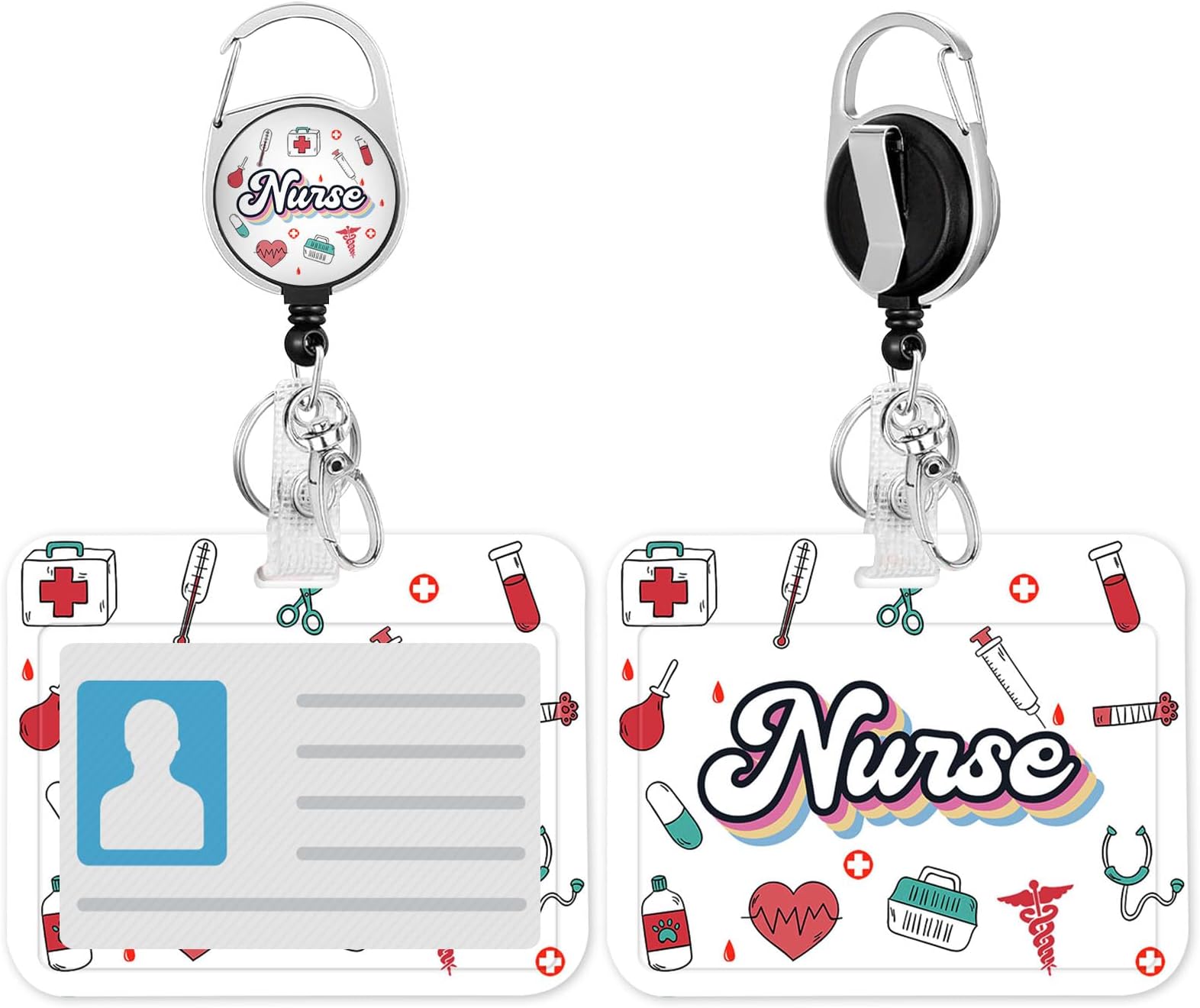 WIRESTER Acrylic Reel ID Holder Belt Clip Badge Retractable With Alligator Clip For Office Worker Medical Staffs, Nurse, Doctor, Teacher, Student - Angry Hippo Hippopotamus (S2 - View #5