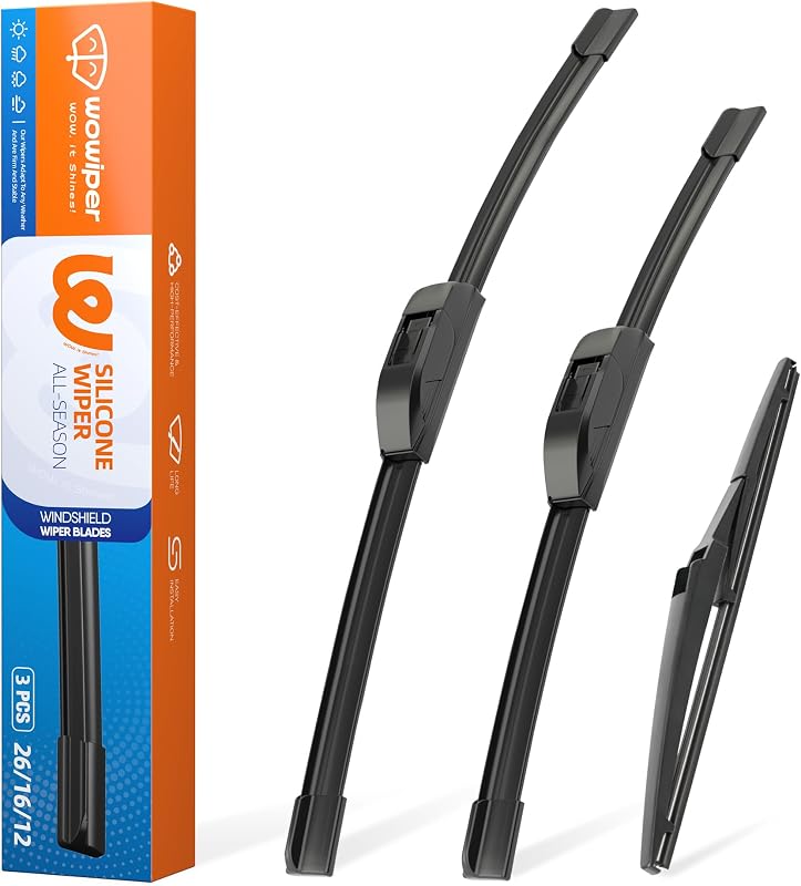 Palhetas do limpador de para-brisa dianteiro de silicone WOWIPER para Toyota RAV4 e Mazda 5 – Conjunto com 3