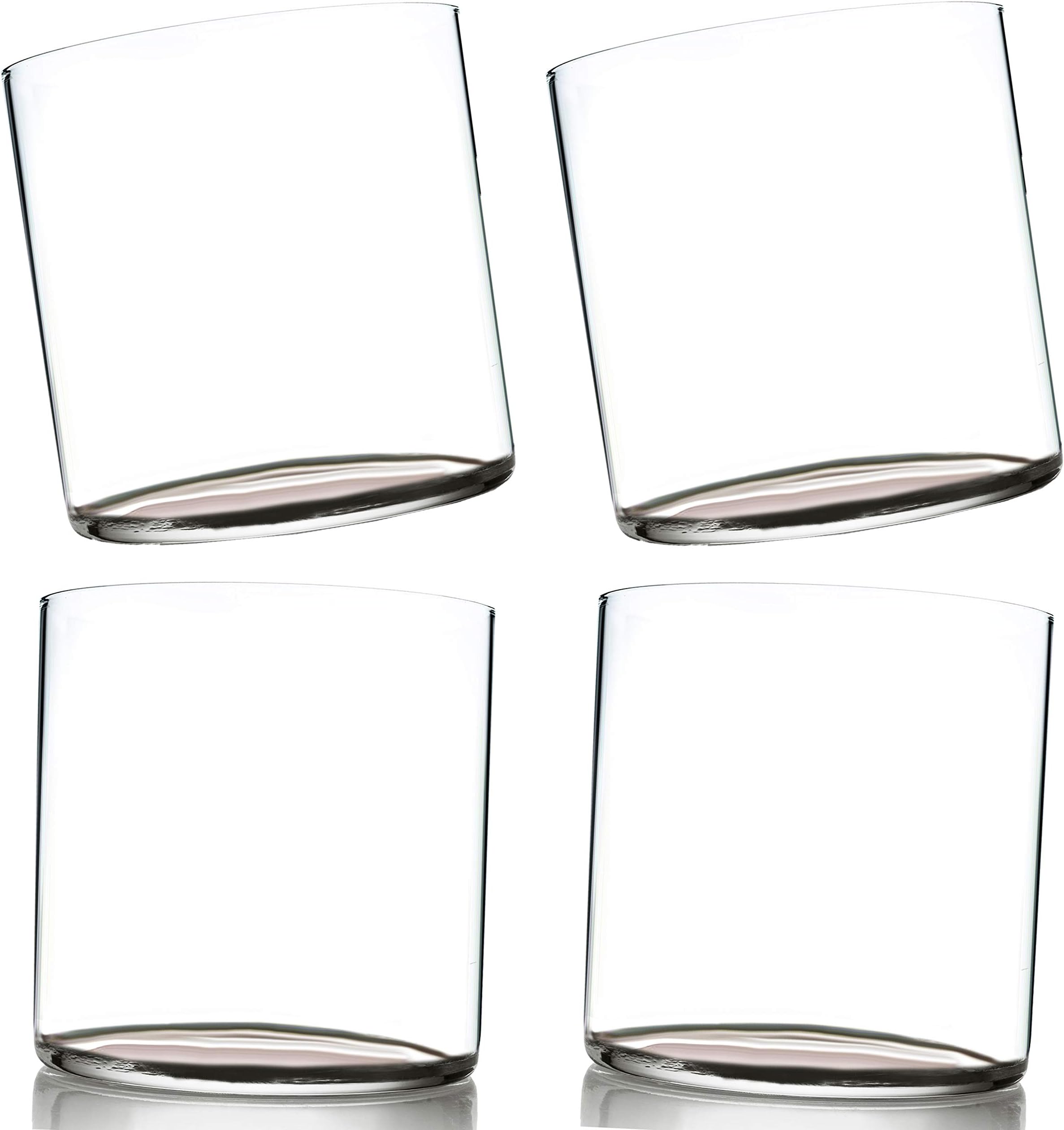 Amehla Ultra Thin Cocktail Glasses 12-ounce Double Old Fashioned Whiskey Glasses - Minimalist H20 Water Drinking Glass - (4)