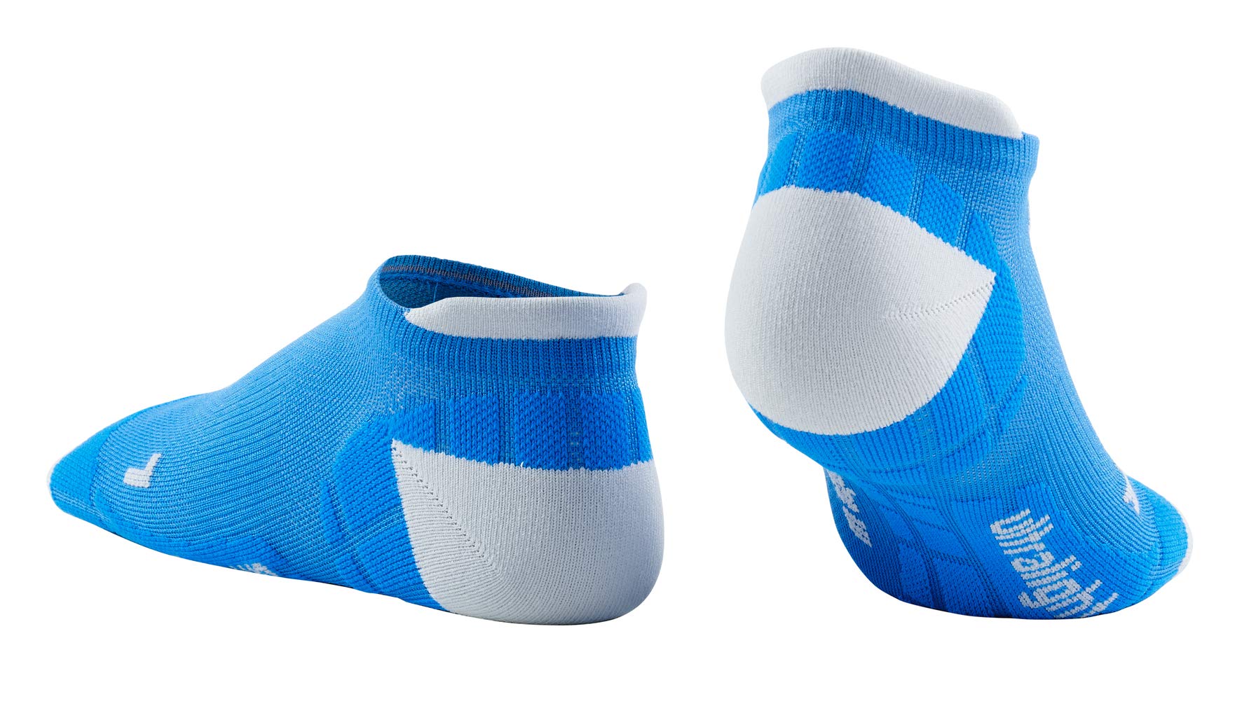 CEP – ultralekkie skarpety kompresyjne NO Show Socks dla kobiet | wysokie skarpety sportowe z kompresją w kolorze cyjanowym/jasnoszarym | rozmiar IV