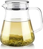 CNGLASS Glass Teapot with Removable Infuser,30.5oz Clear Tea Kettle with  One Button Press to Filter the Tea Soup,Loose Leaf and Blooming Tea Maker