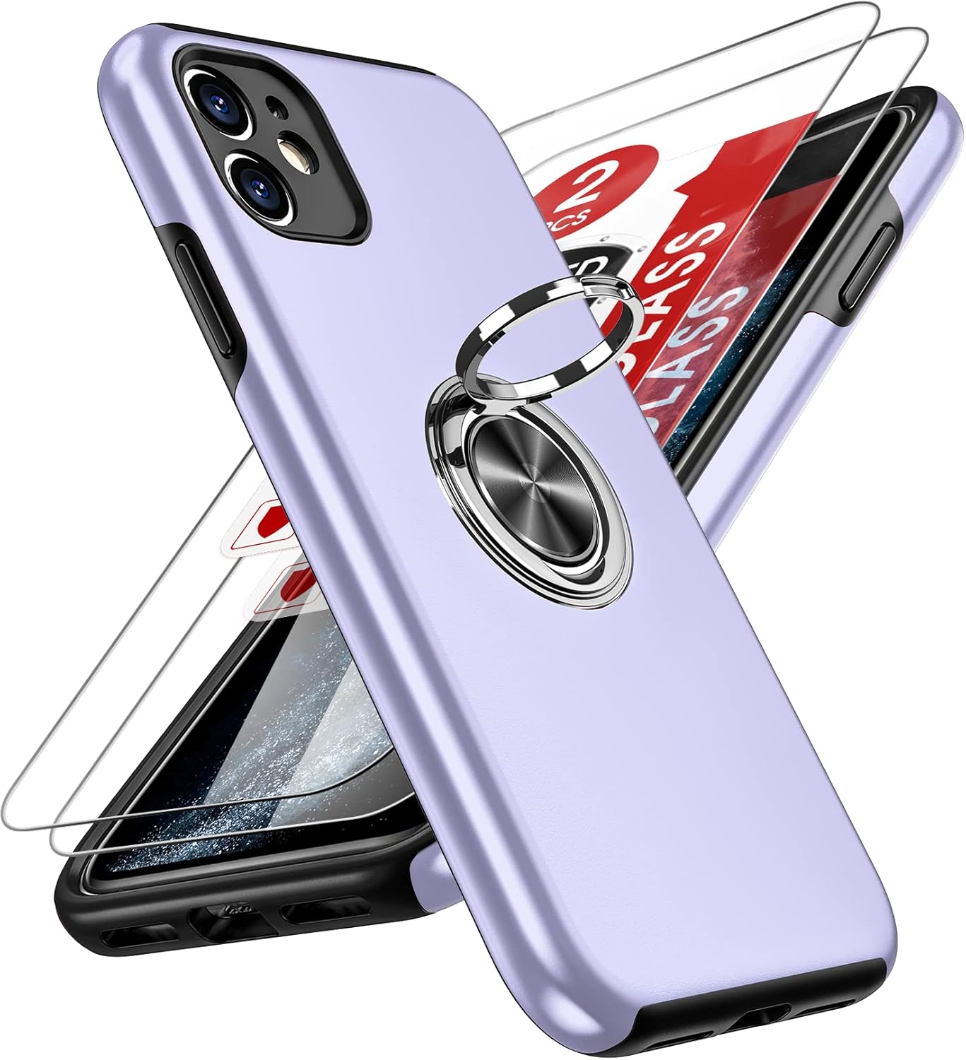 LeYi for iPhone 11 Case : and 2 Tempered Glass Screen Protector, with 360 Ring Holder Stand Magnetic Shockproof Heavy Duty Protective Phone Cover for i Phone 11 Purple LeYi for iPhone 11 Case : and 2 Tempered Glass Screen Protector, with 360 Ring Holder Stand Magnetic Shockproof Heavy Duty Protective Phone Cover for i Phone 11 Purple