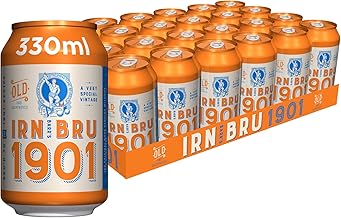 IRN-BRU 1901, 24 Pack A Very Special Vintage Recipe, No Caffeine, Full Sugar, Taste The First Ever IRN-BRU Recipe - 24 x 330ml Cans