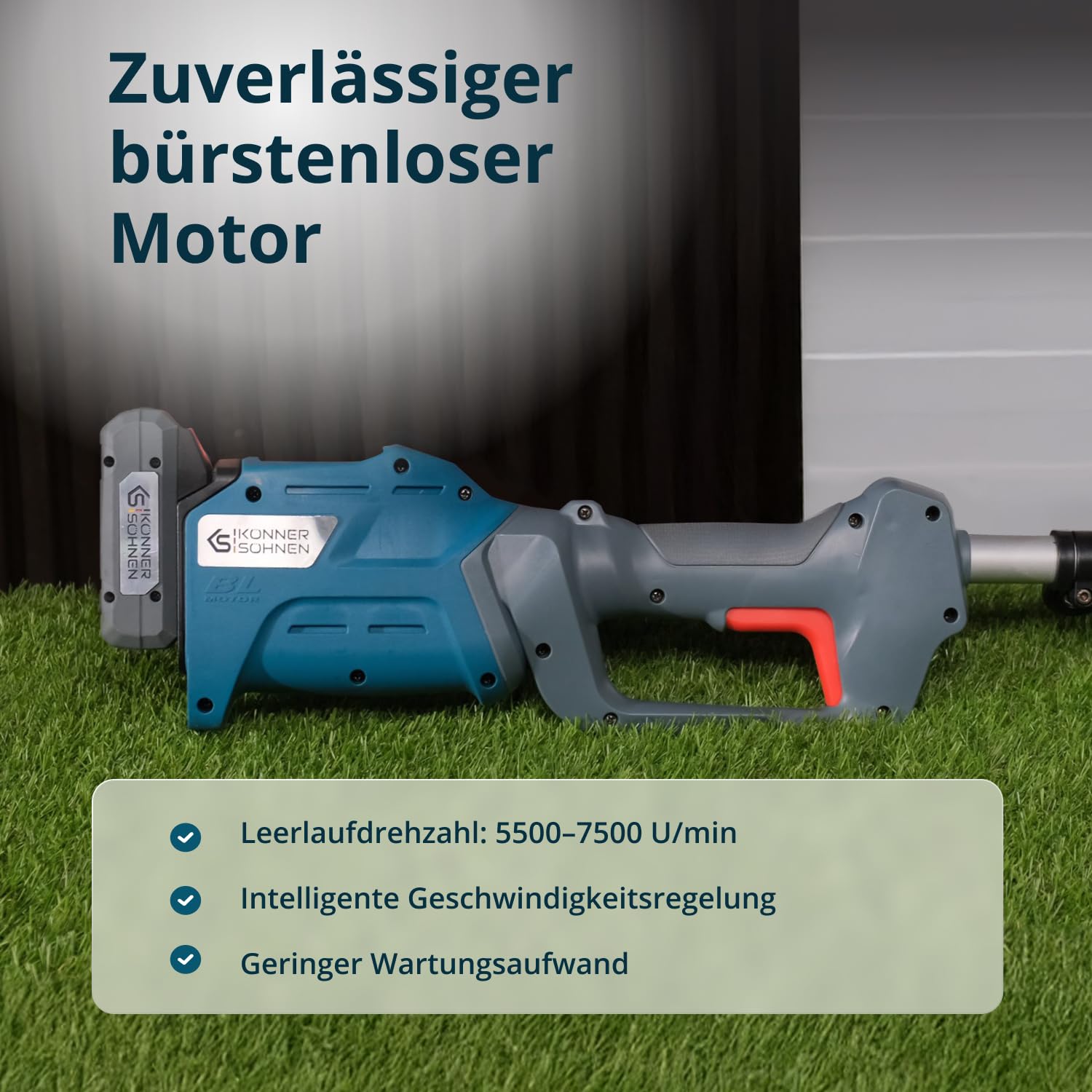K&S Könner&Söhnen Zestaw do urządzeń ogrodowych zasilanych akumulatorem, do pielęgnacji trawnika, KS 33LM-BCT20V-SET 20 V i kosiarka (5 pozycji) do pielęgnacji trawnika, ładowarka + akumulator 4 Ah