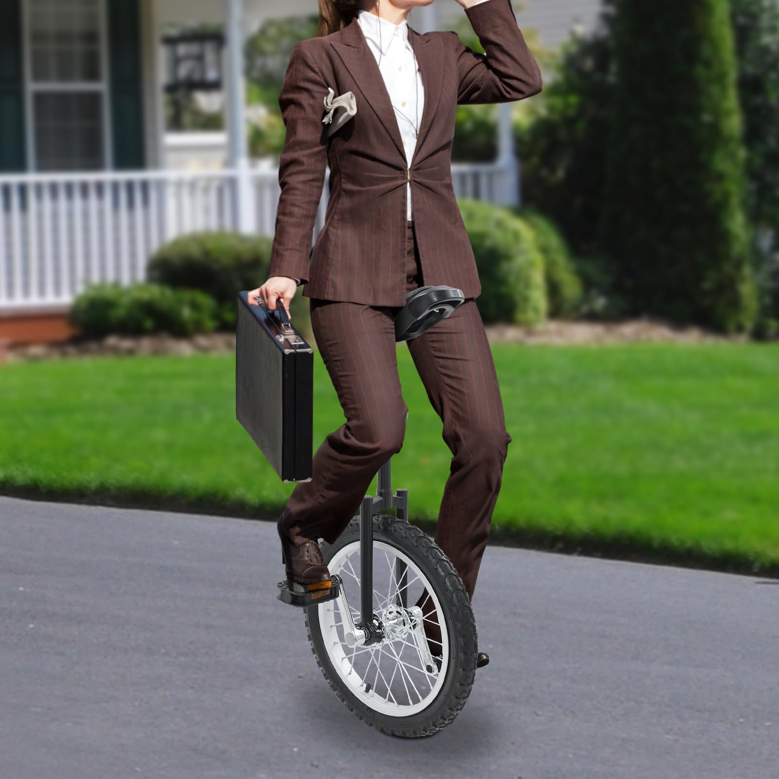 Monocycle de 40,6 cm - Réglable en hauteur - Pour entraînement d'équilibre - Pour cyclistes de 1,2 à 1,55 m - Béquille pour enfants à partir de 7 ans, enfants, adultes et professionnels