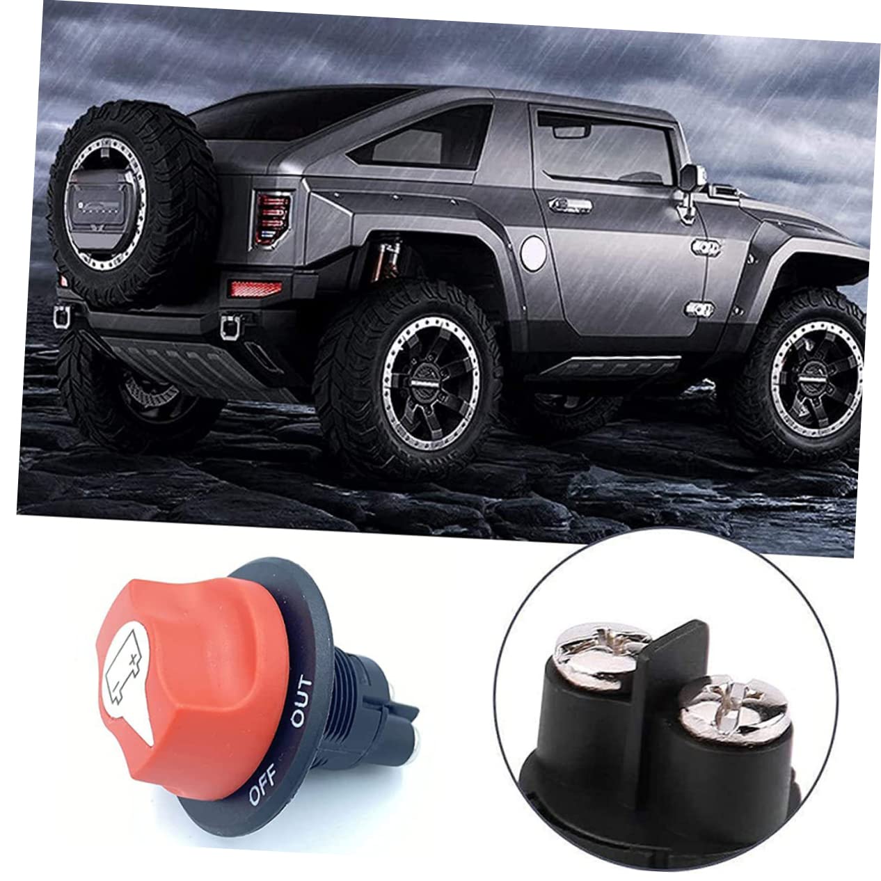 1Set Battery Disconnect Cutoff Switch for Boat Rv ATV and Car Heavy Duty Isolation Switch with Power Cable Durable Battery Kill Switch