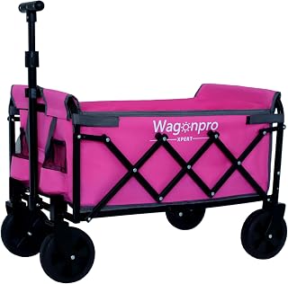 Utility Wagon Dual Layer Expandable - 225lbs Heavy Duty Pink Wagon Cart for Camping Shopping Garden Beach