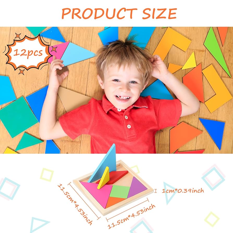 Amazon.com: Meooeck 12 Pack Tangrams Wooden Puzzles Tangrams