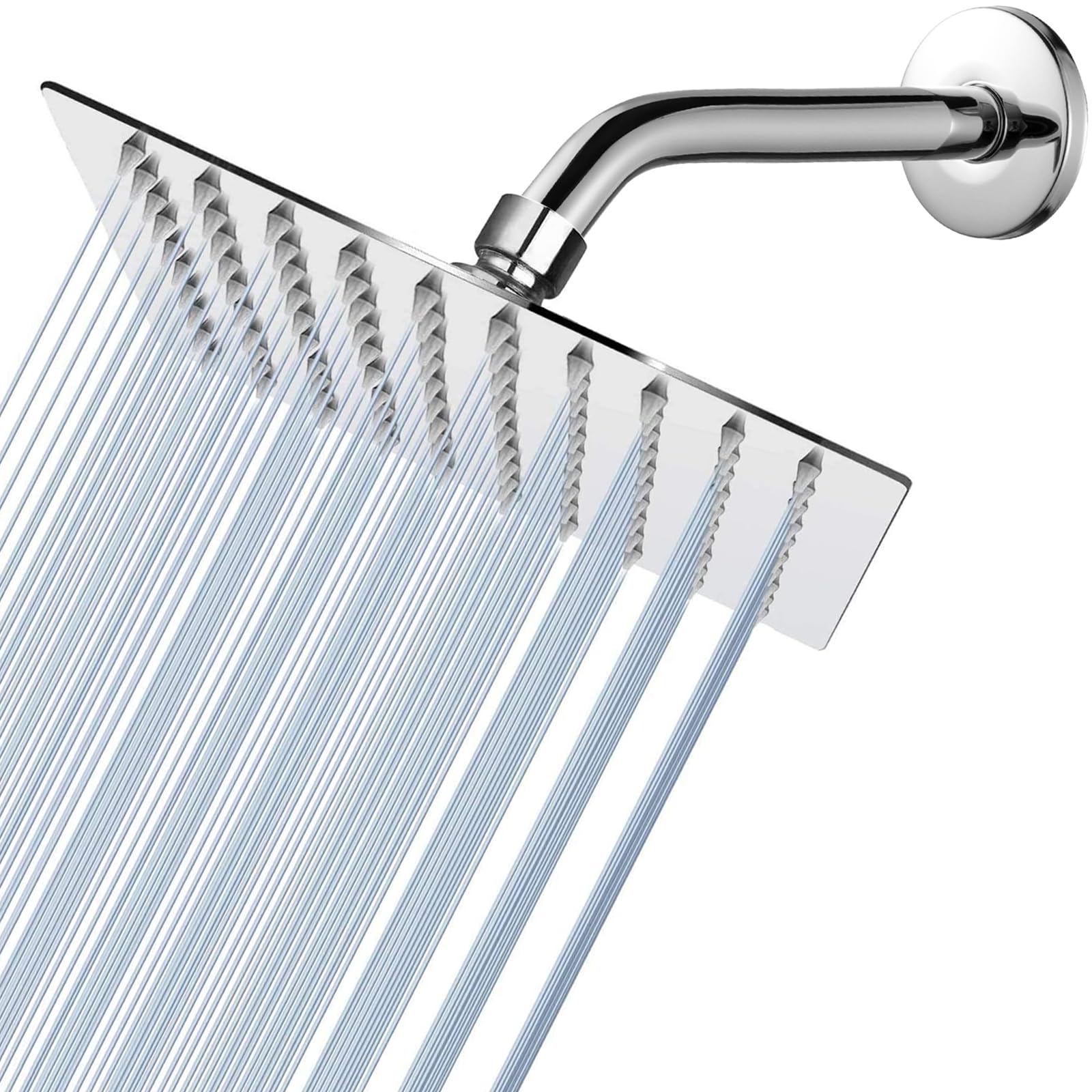 IFealClear Soffione Doccia Quadrato Da 20cm A Pioggia | Ultra Piatto In Acciaio Inox Con Tecnologia Air Energy Per Alta Pressione - 4