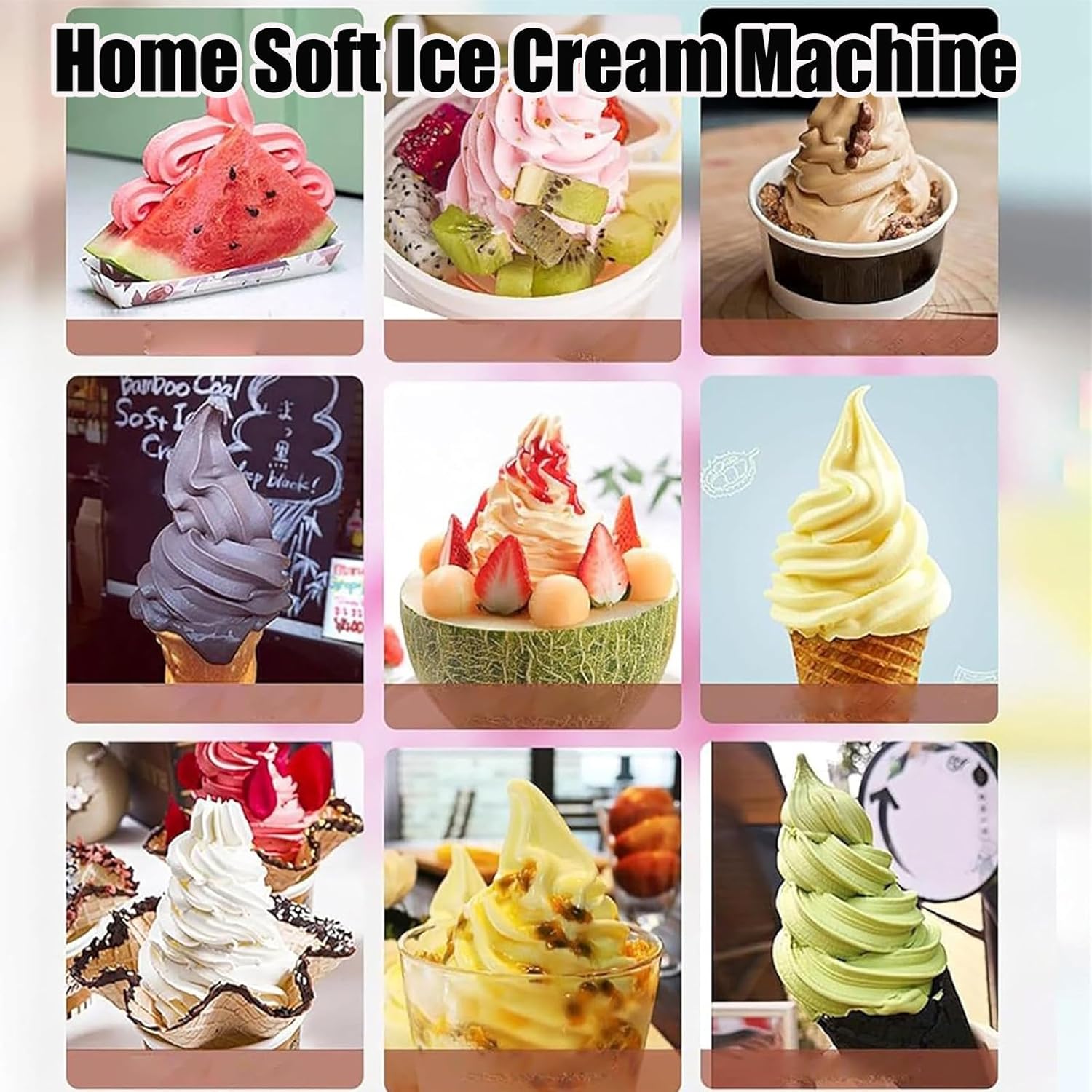 Soft Ice Cream Machine, 1 Liter Automatic Mini Fruit Soft-Serve Maker for Home, Bar, Cafe - Household Small Ice Cream Appliance
