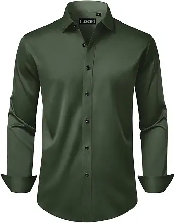 Men's Dress Shirts Long Sleeve Stretch Wrinkle Free Wedding Formal Business Button Down Shirt