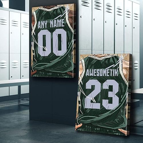 Miniatura 2 de "AWESOMETIK" MilwaukeeBasketball PERSONALIZED Jersey Canvas Print, Basketball Fan, Kids Decor, Man Cave Gift Wall Art, Office Home Decor. Ready to