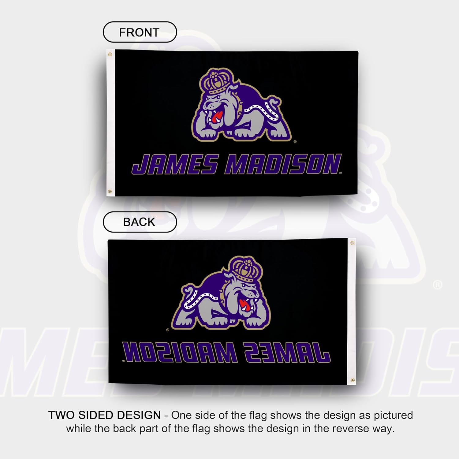 Desert Cactus James Madison University Flag - 3 x 5 Feet Dukes JMU Banner, Indoor/Outdoor Durable Fabric Display (Style C) - Image 2
