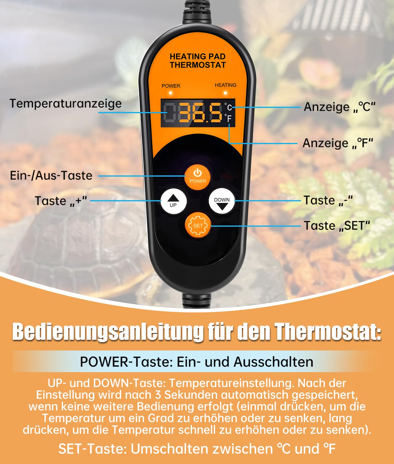 WADEO Heizmatte für Pflanzen 53 x 25 cm, 50 W Sämlinge Heizmatte mit automatische Heizfunktion und Timerfunktion, Nachhaltige Heizleistung, Thermostat einstellbar, für Pflanzen, Keimung, Reptilien