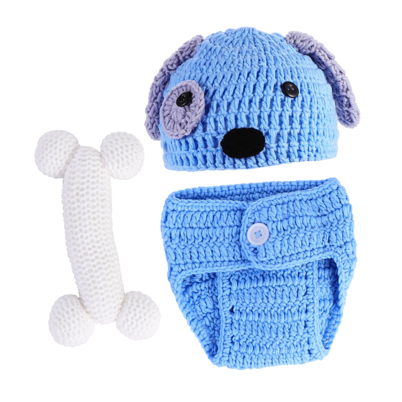 BESPORTBLE Ropa Recién Nacida Tejida A Mano Traje De Fotografía Recién Nacido Ropa Infantil Trajes De Cachorro Ropa De Bebé Gorro Tejido Bebe Azul Algodón