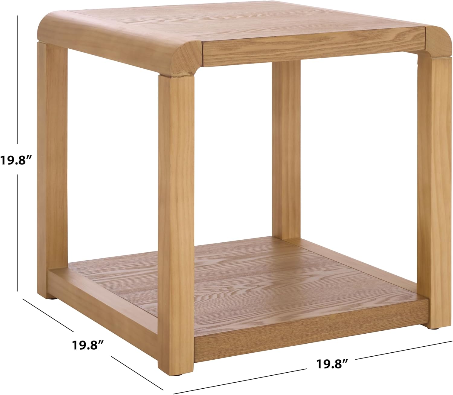SAFAVIEH Home Collection - Omara Square Side Table, Natural Brown Wood with Lower Shelf (ACC2318A)