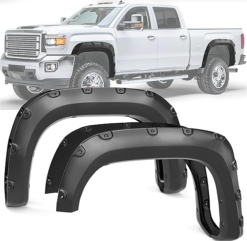 YITAMOTOR Kit de guardabarros compatible con GMC Sierra 1500 2007-2013 con caja de 6.5 pies y 8 pies (no para cama corta), acabado negro liso estilo
