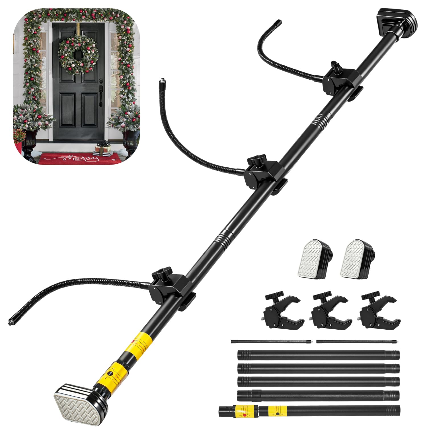 garland hanger for door frame | adjustable 18.9"-30.8" | heavy-duty | no screws, drilling, or glue | perfect for christmas & halloween wreaths, lights & decorations | damage-free installation