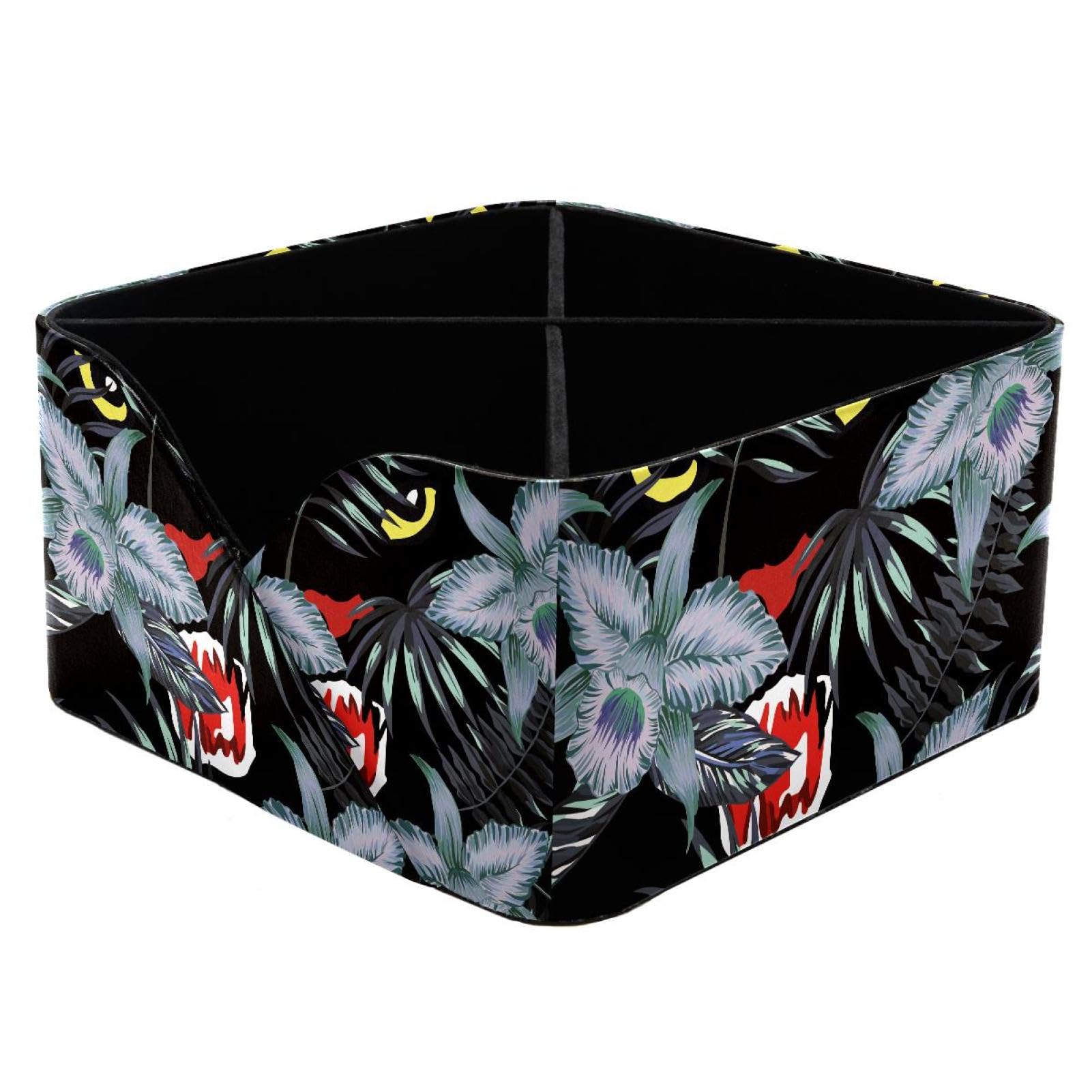 KengjuTesu Hunting Leopard in the Jungle Pattern Desktop Organizer Pen Holder, Rectangular Pencil Cup for Office, Study and Makeup Stations