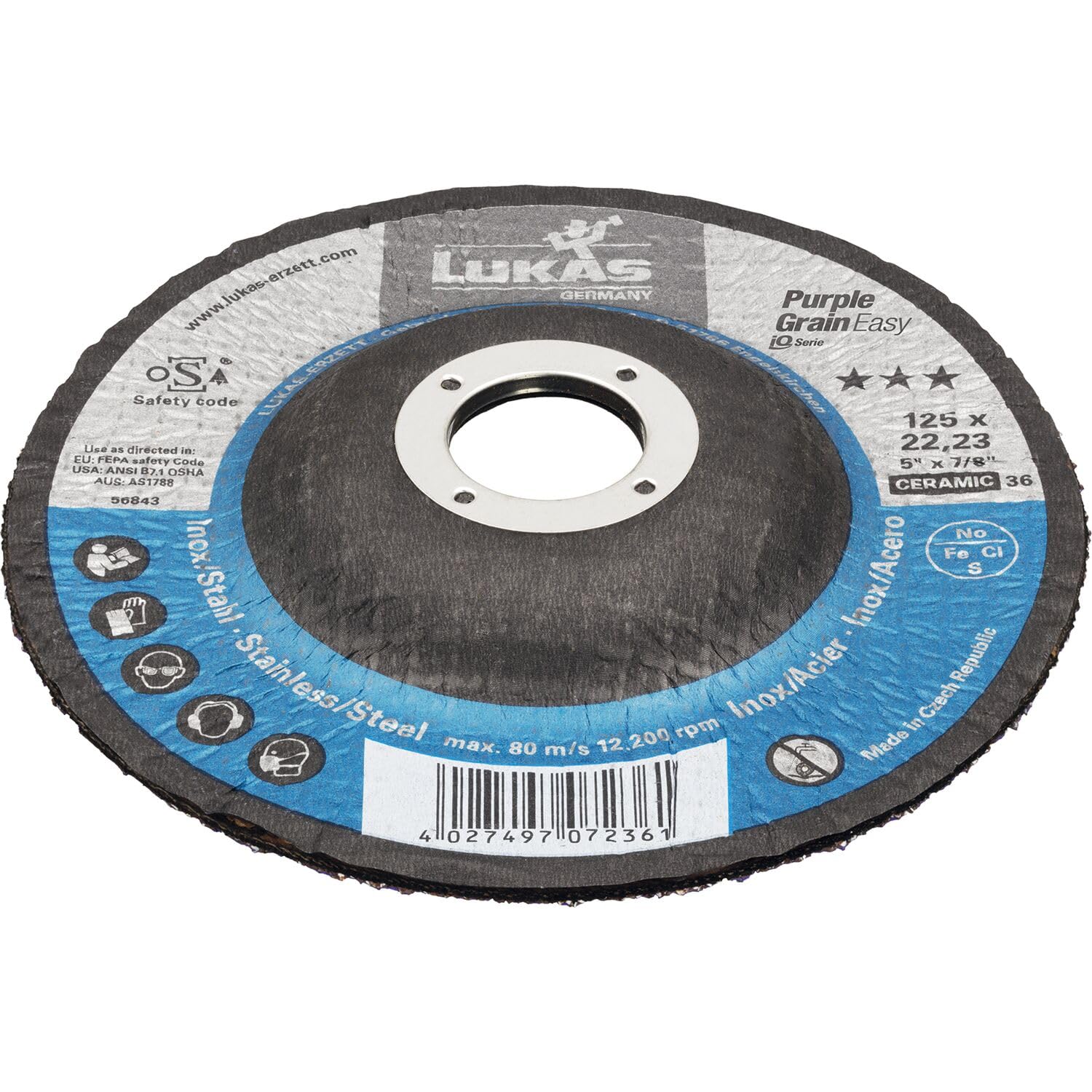 Lukas Schleifscheibe 125 mm Purple Grain Easy für Hartmetall - Korn 36 Inhalt: 10 Stück
