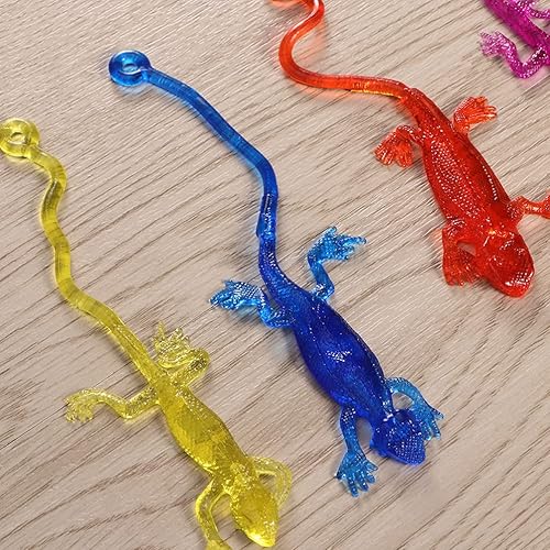Miniatura 7 de STOBOK Lagarto pegajoso, 24 piezas de juguetes pegajosos divertidos de lagarto de manos pegajosas, figuras de lagarto de gecko, juguetes elásticos