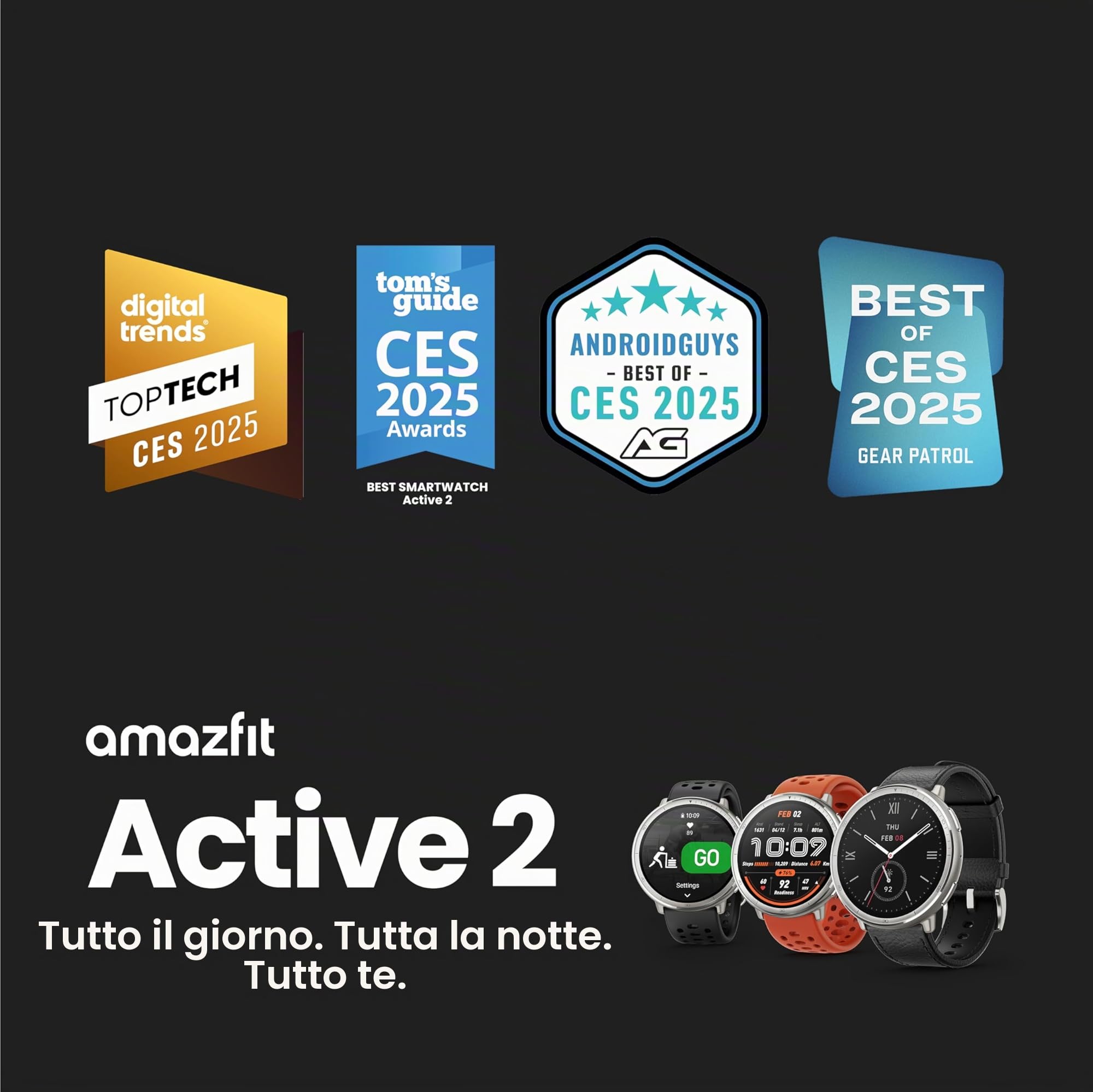 AMAZFIT Active 2 Smart Watch 44 mm, mappe GPS con direzione, fitness tracker, batteria 10 giorni, monitoraggio del sonno, oltre 160 modalità sport, resistente all'acqua, per Android e Apple iPhone,