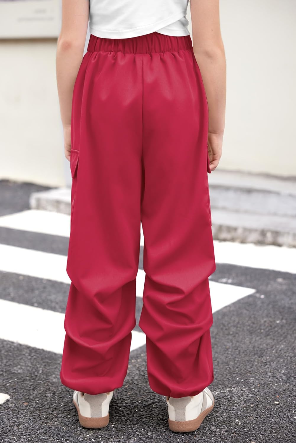 Girls Summer Baggy Trendy Parachute Cargo Pants Cute Wide Leg Joggers with Pockets 5-14 Years - Image 6