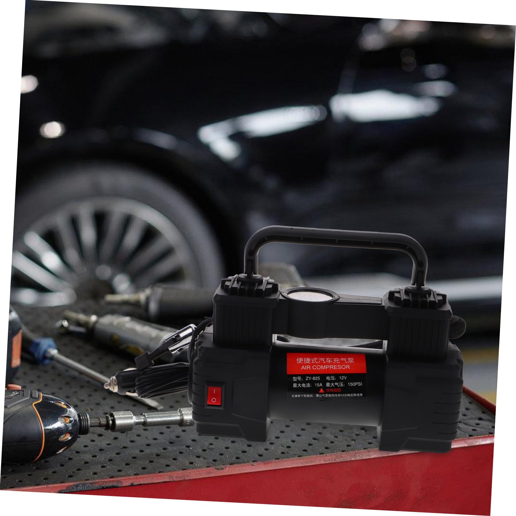 Cabilock Compresor Portátil para Coche con Manómetro y Presión de 150psi, Inflador Eléctrico de Neumáticos con Material Plástico Adecuado para Viajes y Uso en Carretera
