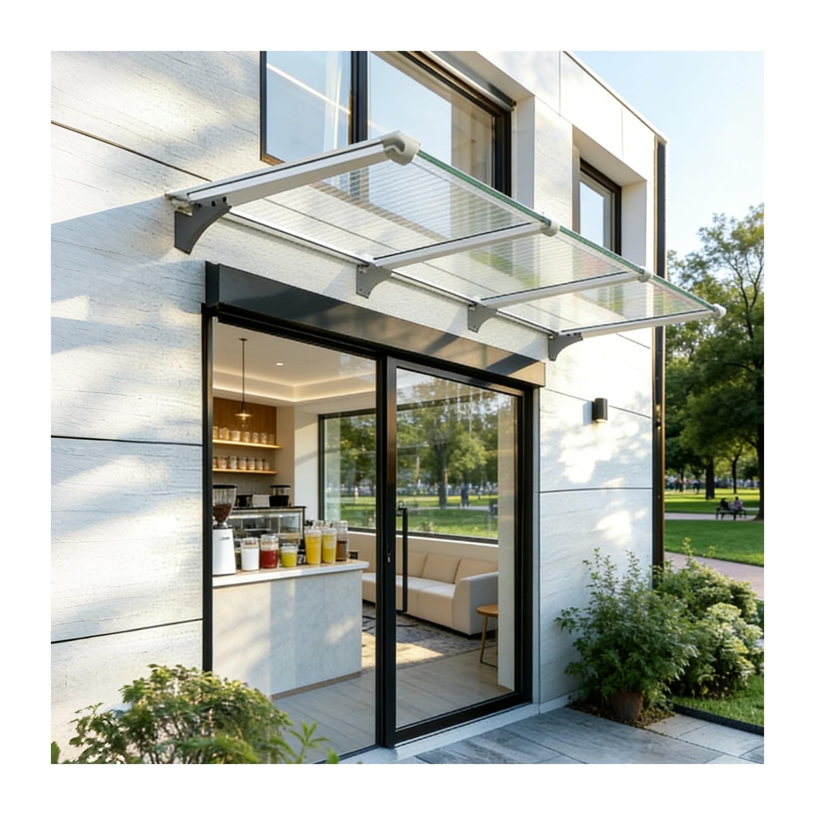 Auvent de porte anti-UV 40x220 cm pour entrée et porche